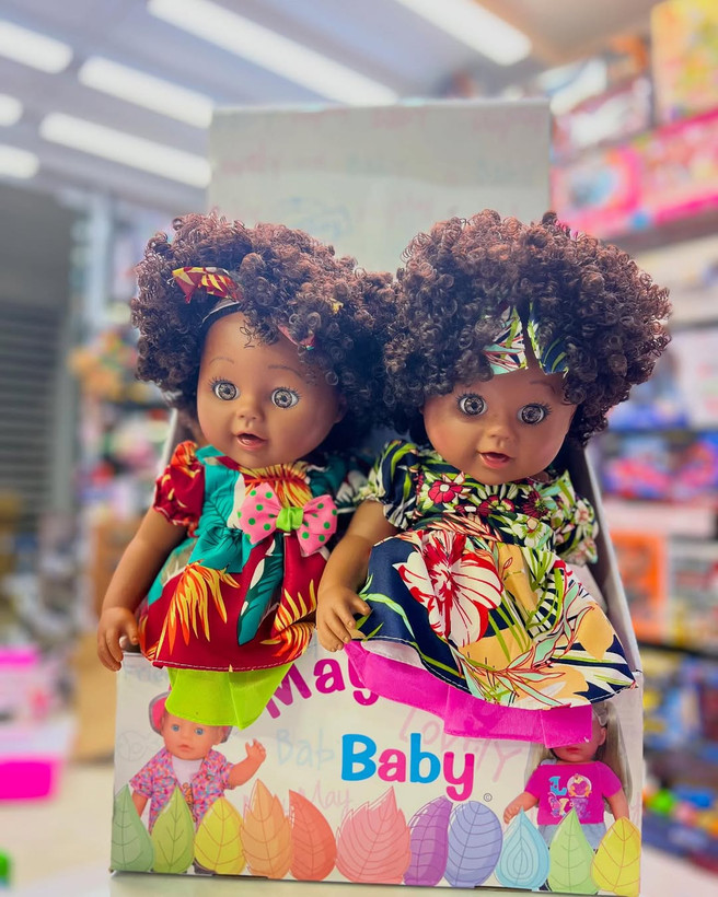 عروسک سیاه مو فرفری 45 سانتی