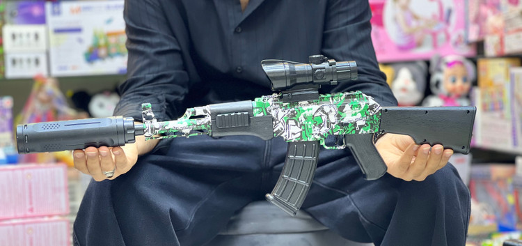 تفنگ تیر ژلهای AK47 شارژی بهمراه دوربین و خشاب باطری ۷/۴. کیفیت بالا